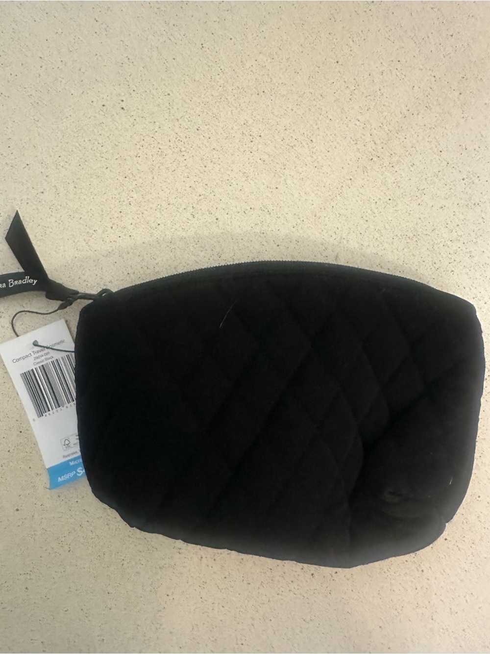 Vera Bradley Black Velvet Quilted Cosmetic Makeup Travel Pouch NWT